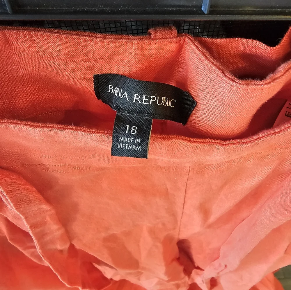 Banana Republic (BR) orange-red wide leg linen pants 18 XL NWT
